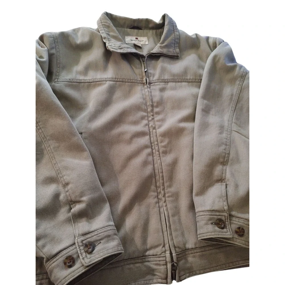 Woolrich Duck Canvas Jacket Sherpa Lined Dark Wheat Pockets Mens‎ Extra Large